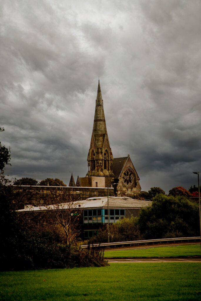 Cathedral Irvine Under Cloudy Sky